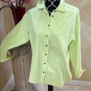 Lime Green Button-Up Women's Flannel Top